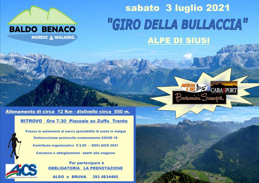 Giro della Bullaccia sull'Alpe di Siusi con i bastoncini da nordic walking.